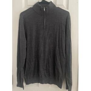 Reiss Blackhall Funnel Men's Gray Wool 1/4 Zip Pull Sweater A49
